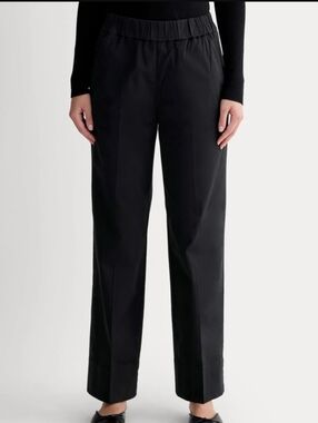 Everlane The Easy Pant Black Cotton Twill  Pull On Elastic Women's M Medium.